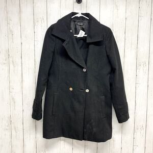 Tahari Jacket Women Chest 37" Large Black Double Breasted Button Down Pea Coat